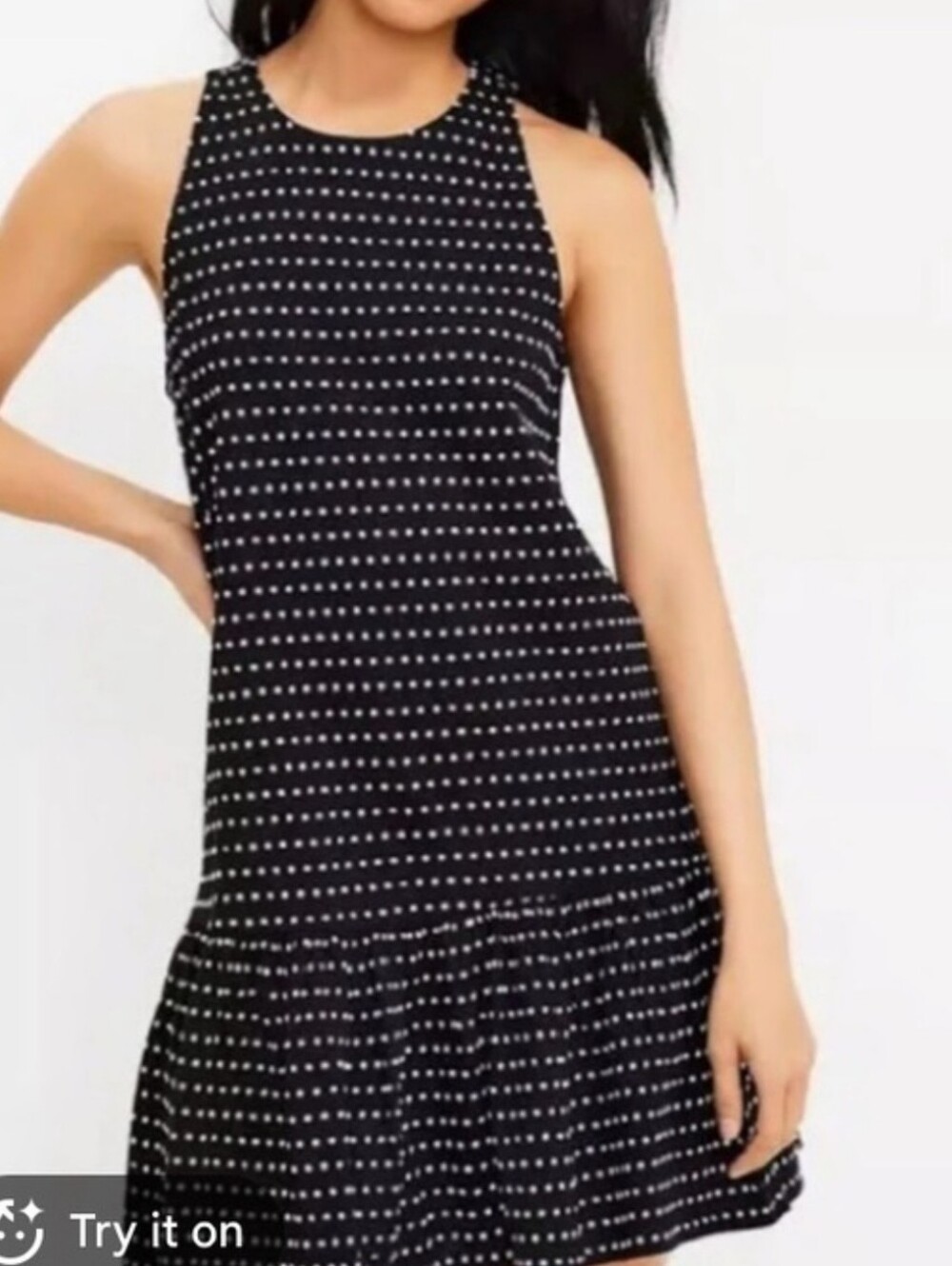 LOFT Black White Polka Dots Mini Dress Size Small Petite New